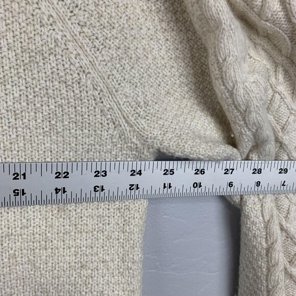 Abercrombie & Fitch Fisherman Sweater Mens 2XL Cream Cable Knit Merino Wool - Picture 5 of 6